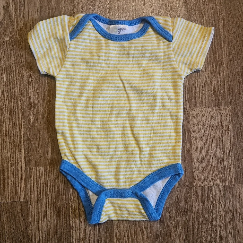 Baby Gear Yellow and Blue Striped Bodysuit